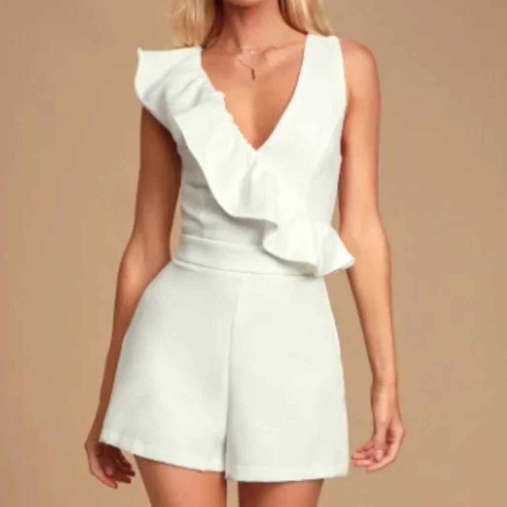 Do+Be White / Ivory Ruffle Romper - Size M